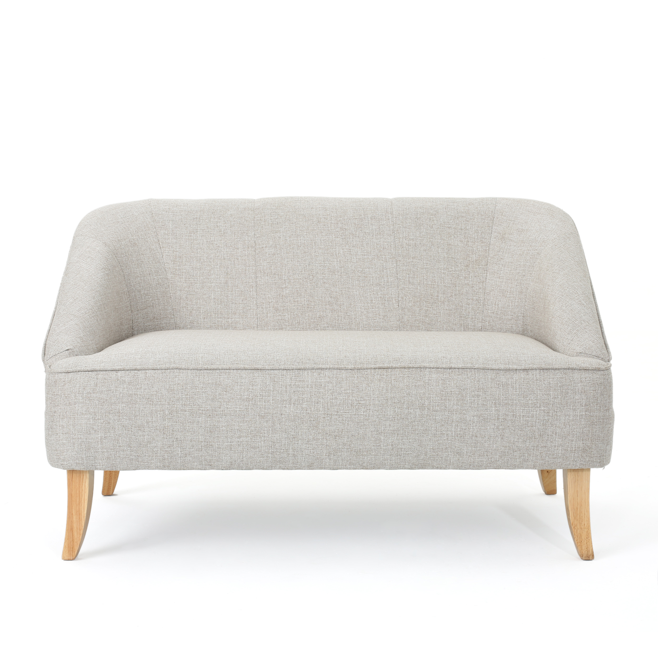 GDF Studio Bayside Mid Century Modern Fabric Loveseat, Beige