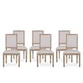 thumbnail image 1 of GDF Studio Beckstrom French Country Wood Upholstered Dining Chairs, Set of 6, Light Gray and Natural, 1 of 9
