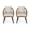 thumbnail image 1 of GDF Studio Becky Indoor Wicker Club Chairs with Cushions, Set of 2, Light Brown and Beige, 1 of 10