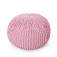 thumbnail image 1 of GDF Studio Belle Modern Knitted Cotton Round Pouf, Pink, 1 of 7
