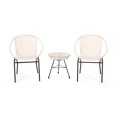 thumbnail image 1 of GDF Studio Belvidere Outdoor Wicker and Glass 3 Piece Chat Set, White and Black, 1 of 13