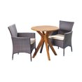 thumbnail image 1 of GDF Studio Berkeley Outdoor Acacia Wood and Wicker 3 Piece Bistro Set, Beige, Multibrown, and Teak, 1 of 10
