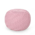 thumbnail image 1 of GDF Studio Beryl Modern Knitted Cotton Round Pouf, Pink, 1 of 7