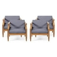 thumbnail image 1 of GDF Studio Bianca Outdoor Mid-Century Modern Acacia Wood Club Chair With Cushion, Set of 4, Teak and Dark Gray, 1 of 10