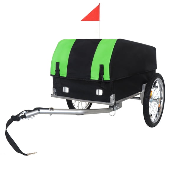 GDF Studio Bike Cargo Trailer, All-Terrain Wheels with Removable Waterproof Cover, Heavy-Duty Capacity, Green & Black