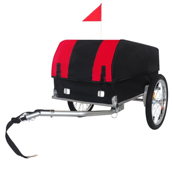 GDF Studio Bike Cargo Trailer, All-Terrain Wheels with Removable Waterproof Cover, Heavy-Duty Capacity, Red & Black