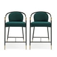 thumbnail image 1 of GDF Studio Black Contemporary Upholstered Counter Stools with Gold Trim, Black Iron Frame, Set of 2, 1 of 7