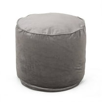 GDF Studio Bleckley Modern Velveteen Cylinder Pouf, Pewter Gray