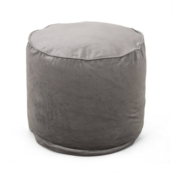 GDF Studio Bleckley Modern Velveteen Cylinder Pouf, Pewter Gray
