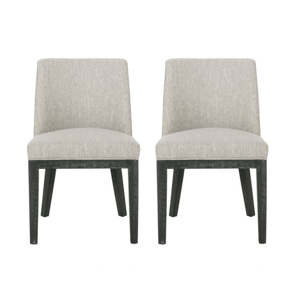 GDF Studio Boise Contemporary Fabric Upholstered Wood Dining Chairs, Set of 2, Light Gray and Weathered Gray