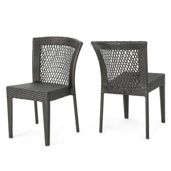 GDF Studio Bonnie Outdoor Wicker Stacking Dining Chairs, Set of 2, Multibrown