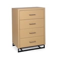 thumbnail image 1 of GDF Studio Borah Contemporary Faux Wood 4 Drawer Dresser, Natural and Black, 1 of 9
