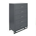 thumbnail image 1 of GDF Studio Borah Contemporary Faux Wood 5 Drawer Dresser, Charcoal Gray and Black, 1 of 9