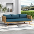 thumbnail image 1 of GDF Studio Bordeaux Outdoor Acacia Wood 3 Seater Daybed with Cushions, Teak and Dark Teal, 1 of 8