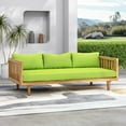 thumbnail image 1 of GDF Studio Bordeaux Outdoor Acacia Wood 3 Seater Daybed with Cushions, Teak and Green, 1 of 7