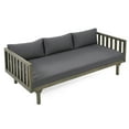 thumbnail image 1 of GDF Studio Bordeaux Slat Panel Acacia Wood Outdoor 3-Seater Daybed with Cushions, Grey, 1 of 8