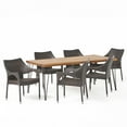 thumbnail image 1 of GDF Studio Botsford Outdoor Wicker and Acacia Wood 7 Piece Dining Set, Teak and Multibrown, 1 of 13