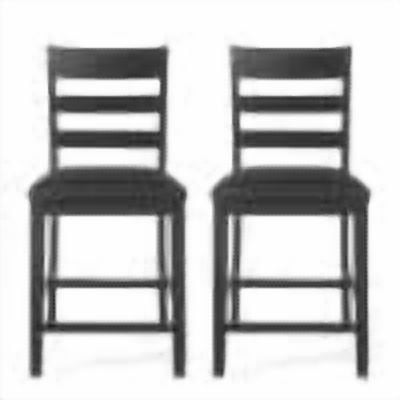 GDF Studio Boughton Farmhouse Faux Leather Upholstered Wood 24.5 Inch Counter Stools, Set of 2, Black