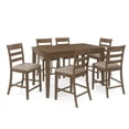 thumbnail image 1 of GDF Studio Boughton Farmhouse Faux Leather Upholstered Wood Counter Height 7 Piece Dining Set, Antique Brown, 1 of 11