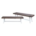 thumbnail image 1 of GDF Studio Bowman Outdoor Acacia Wood Benches, Set of 2, Sandblasted Dark Brown and White, 1 of 7