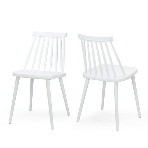 GDF Studio Boyd Farmhouse Spindle Back Dining Chairs, Set of 2, White
