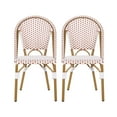 thumbnail image 1 of GDF Studio Brandy Outdoor French Bistro Chairs, Set of 2, Rust Orange, White, and Bamboo Finish, 1 of 8