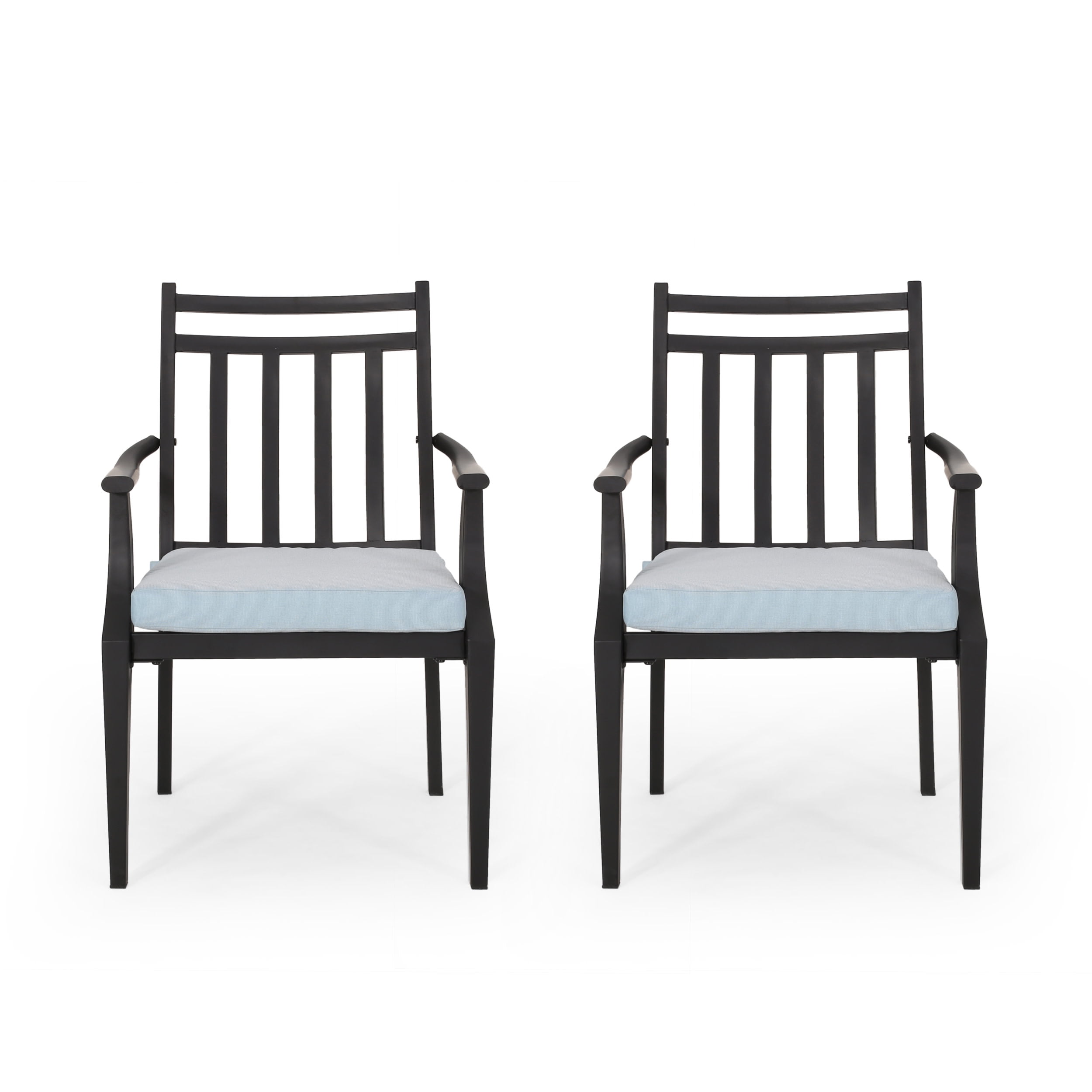 Modern Light Teal Outdoor Dining Chair Set with Water-Resistant Cushions