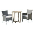 thumbnail image 1 of GDF Studio Brantly Outdoor Acacia Wood and Wicker 3 Piece Bistro Set with Cushions, Gray and Light Gray, 1 of 7