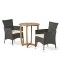 thumbnail image 1 of GDF Studio Brantly Outdoor Acacia Wood and Wicker 3 Piece Bistro Set with Cushions, Teak, Multibrown, and Beige, 1 of 13