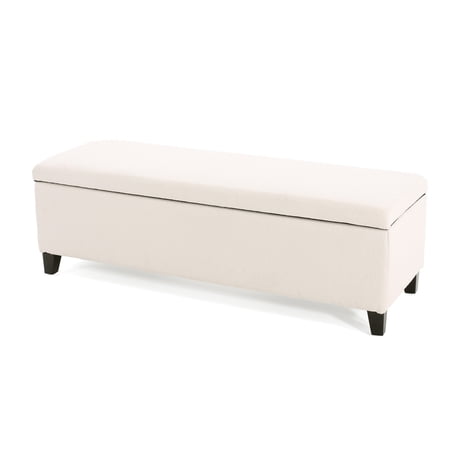 GDF Studio Brexton Indoor Fabric Boucle Storage Ottoman Single, White