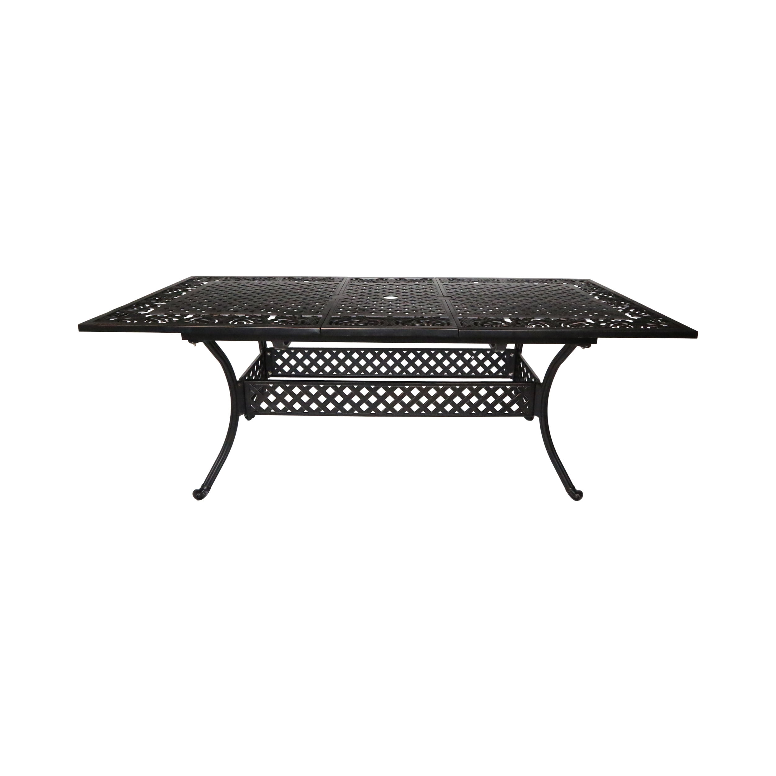 GDF Studio Brighton Outdoor Cast Aluminum Expandable Rectangular Dining Table Shiny Copper, 8 Person