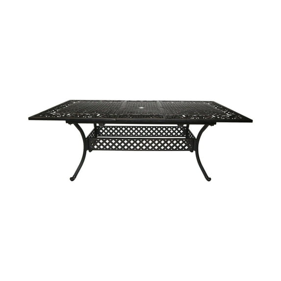 GDF Studio Brighton Outdoor Cast Aluminum Expandable Rectangular Dining Table Shiny Copper, 8 Person