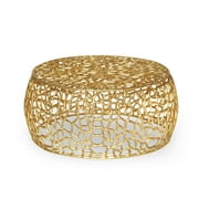 GDF Studio Brightwell Modern Handmade Aluminum Mesh Coffee Table, Gold