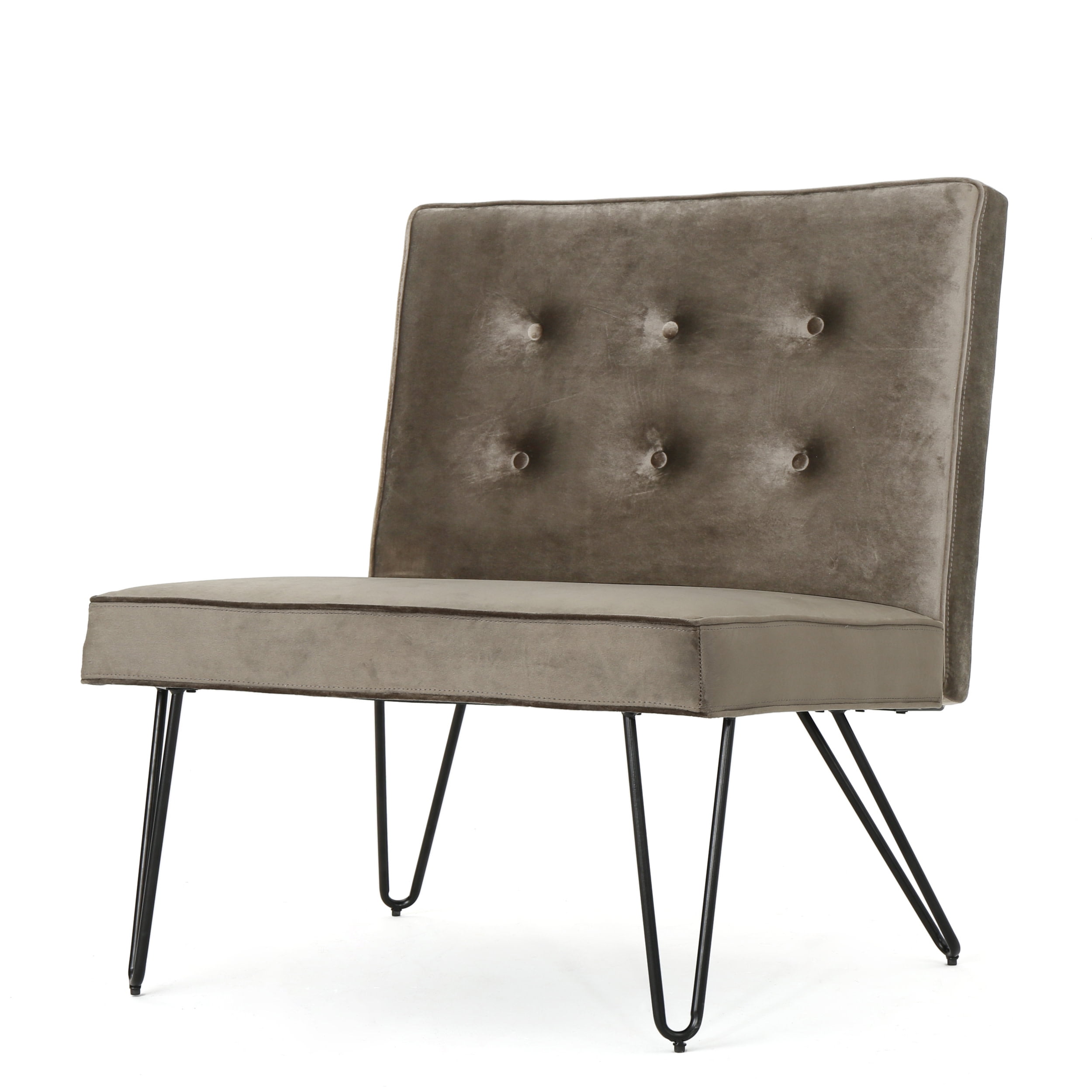 DuSoleil Modern Armless Chair in Grey Velvet with Iron Legs
