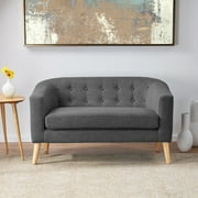 GDF Studio Brony Grey Fabric Mid Century Modern Loveseat