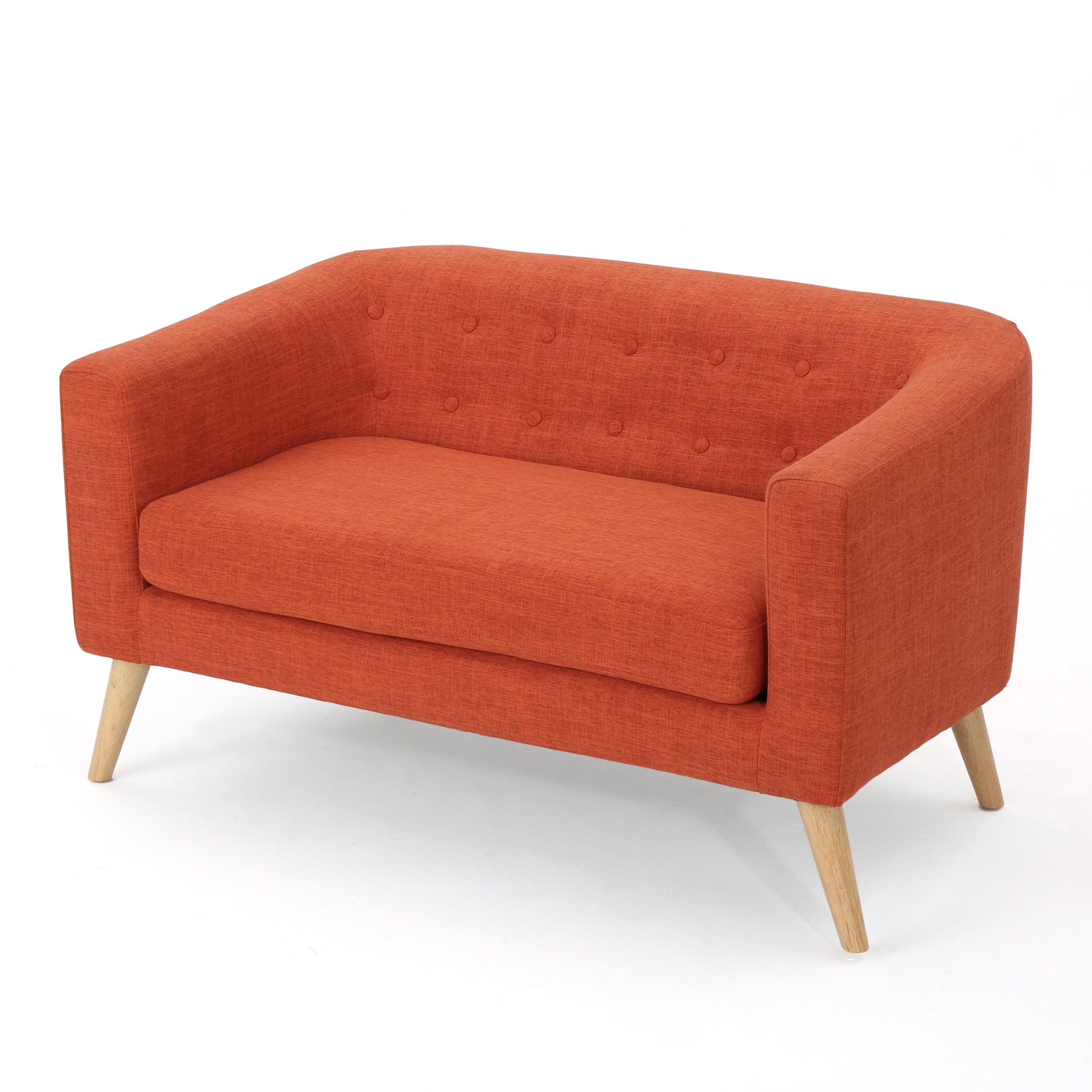 GDF Studio Brony Muted Orange Fabric Mid Century Modern Loveseat