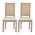 thumbnail image 1 of GDF Studio Brownell French Country Fabric Upholstered Wood and Cane Upholstered Dining Chairs, Set of 2, Beige and Natural, 1 of 10