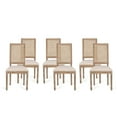 thumbnail image 1 of GDF Studio Brownell French Country Wood and Cane Upholstered Dining Chairs, Set of 6, Beige and Natural, 1 of 10