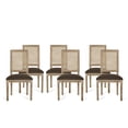 thumbnail image 1 of GDF Studio Brownell French Country Wood and Cane Upholstered Dining Chairs, Set of 6, Brown and Natural, 1 of 10