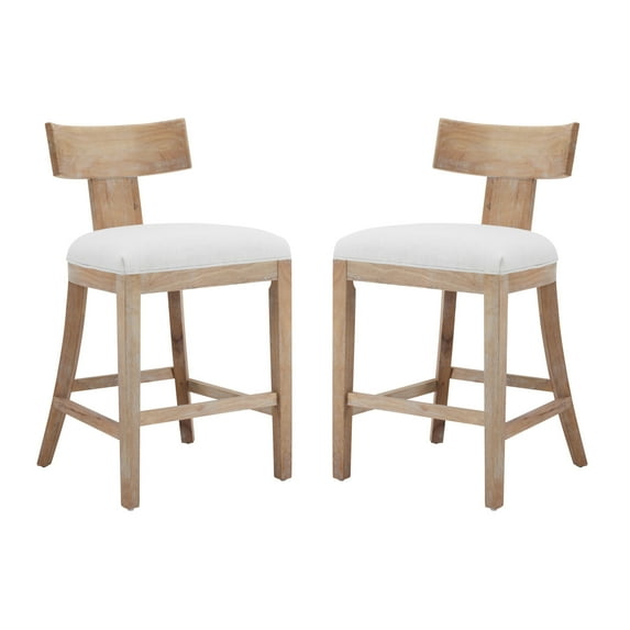 GDF Studio Brussels Upholstered Barstool with Beige Cushions