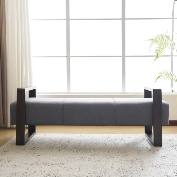 GDF Studio Caelum Modern Fabric Ottoman Bench, Grey