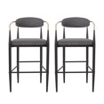 thumbnail image 1 of GDF Studio Camas Modern Fabric Upholstered Iron 30 Inch Barstools, Set of 2, Charcoal, Black, and Gold, 1 of 9