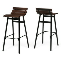 GDF Studio Camron 35" Wooden Barstool, Set of 2, Dark Brown and Black Finish