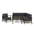 thumbnail image 1 of GDF Studio Capri Outdoor 7 Piece Acacia Wood Sectional Sofa and Club Chair Set, Dark Gray, 1 of 10