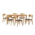 thumbnail image 1 of GDF Studio Carmody Wood and Fabric 7 Piece Dining Set, Natural Oak, Dark Gray, 1 of 10