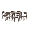 thumbnail image 1 of GDF Studio Carmody Wood and Fabric 7 Piece Dining Set, Walnut, Light Beige, 1 of 10