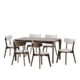 thumbnail image 1 of GDF Studio Carnelian Wood and Fabric 7 Piece Dining Set, Walnut, Light Beige, 1 of 6