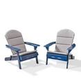 thumbnail image 1 of GDF Studio Cartagena Outdoor Acacia Wood Folding Adirondack Chairs with Cushions, Set of 2, Navy Blue and Gray, 1 of 10