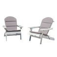 thumbnail image 1 of GDF Studio Cartagena Outdoor Acacia Wood Folding Adirondack Chairs with Cushions, Set of 2, White and Gray, 1 of 16