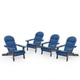thumbnail image 1 of GDF Studio Cartagena Outdoor Acacia Wood Folding Adirondack Chairs with Cushions, Set of 4, Navy Blue, 1 of 9
